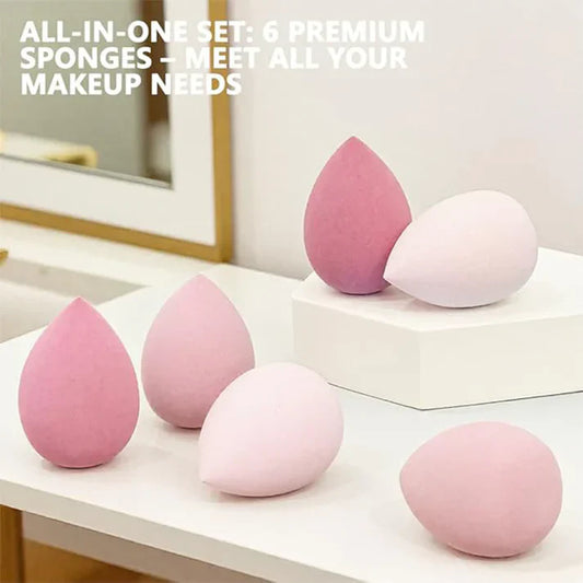 Renlys – Profesjonell Makeupsvamp - sett med 6 premium svamper for all din sminke.