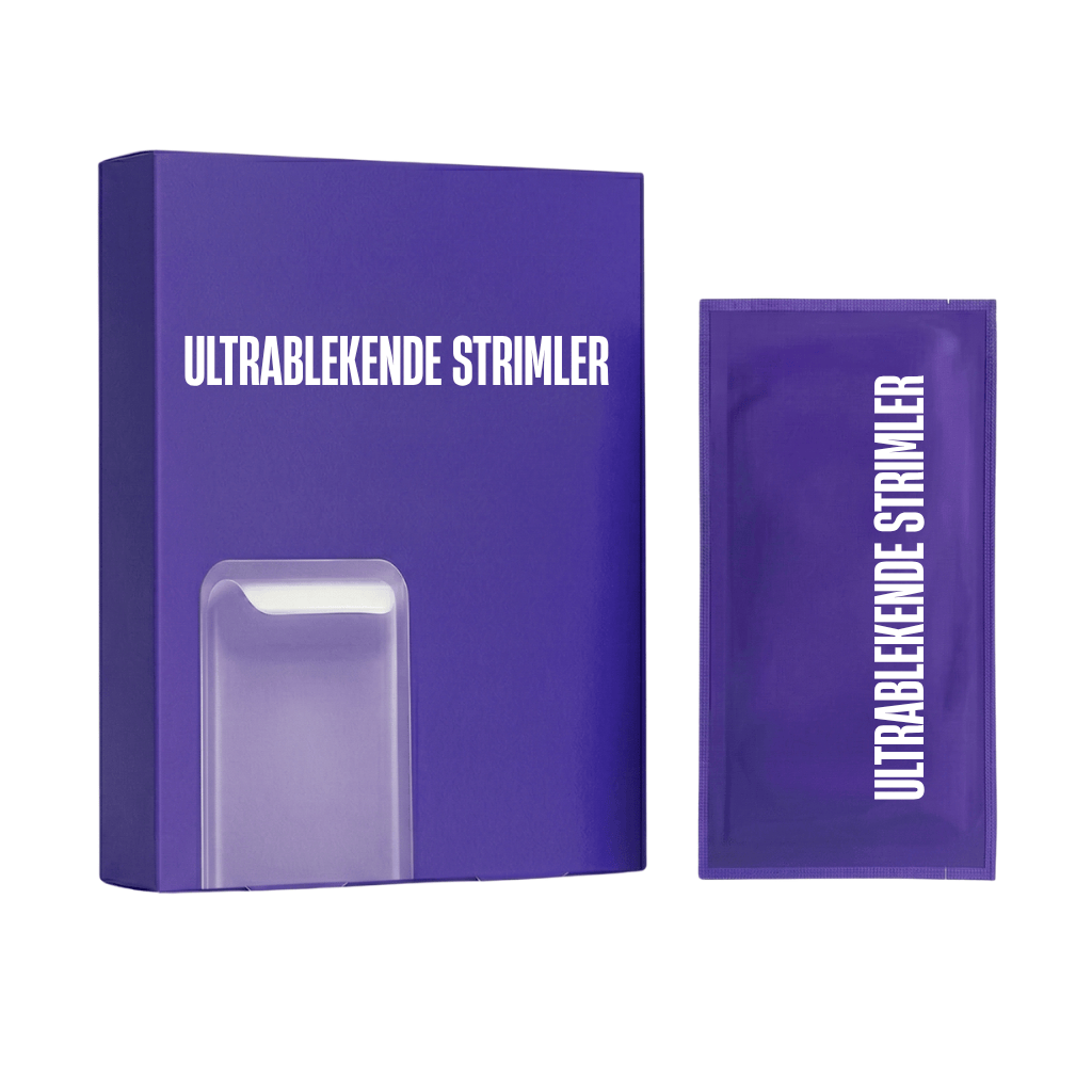 Ultrablekende strimler pakke med ultrahvite munstrips for et lysere smil.