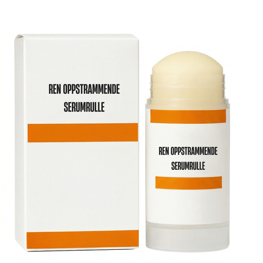 Ren oppstrammende serumrulle i elegant emballasje, designet for effektiv hudpleie.