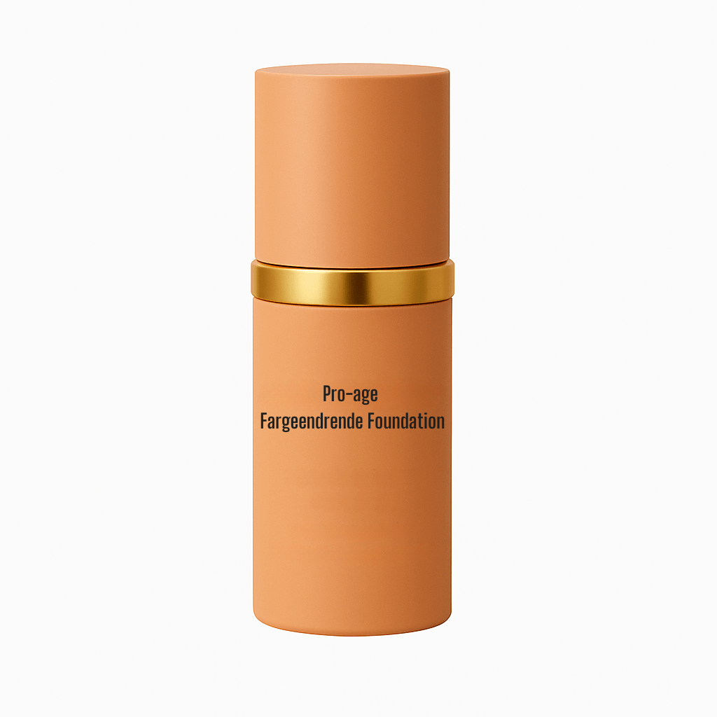 Pro-age Fargeendrende Foundation bottle on a white background, showcasing a skin-enhancing beauty base.