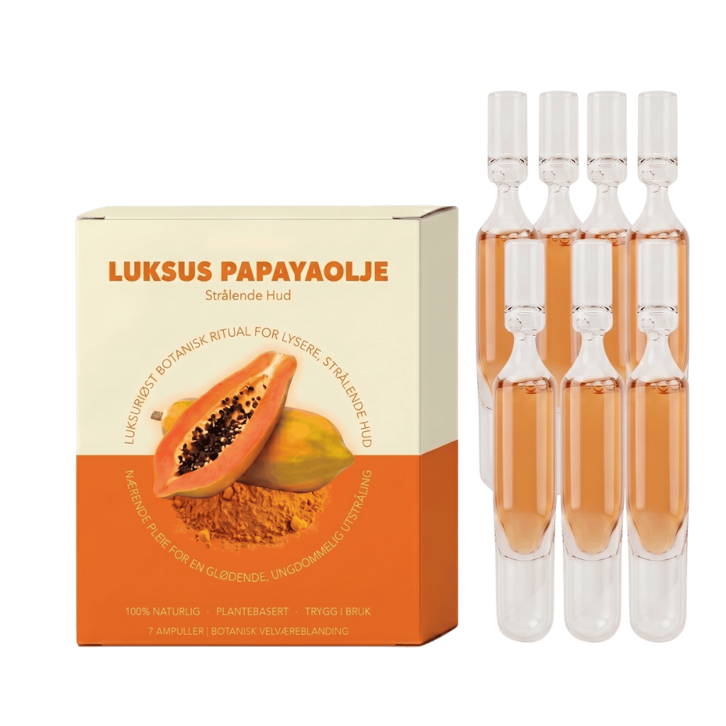Luksus papayaolje er en luksuriøs hudpleieolje med strålende effekt og 100% naturlige ingredienser.