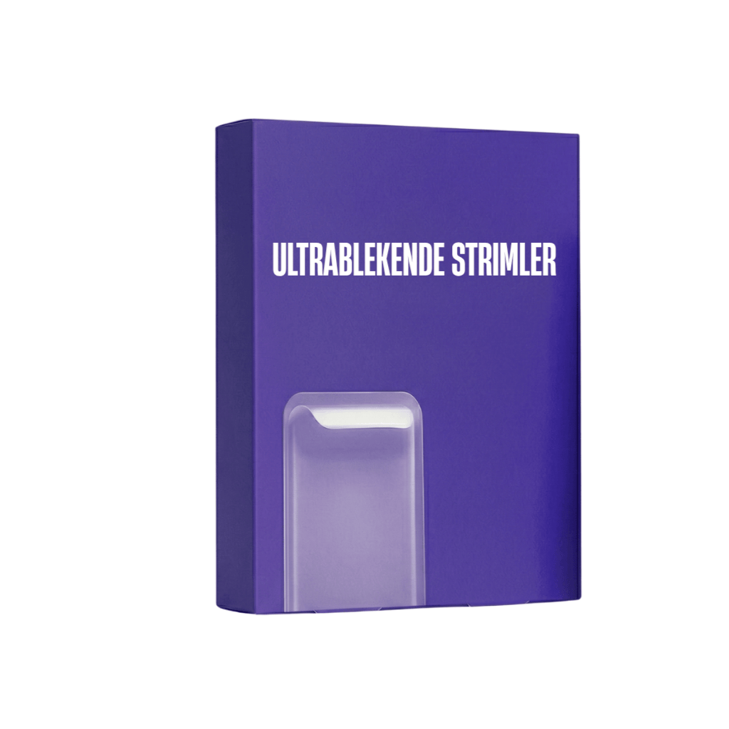 Pakke med ultrablekende strimler for å oppnå et lysere smil og bedre munnpleie.