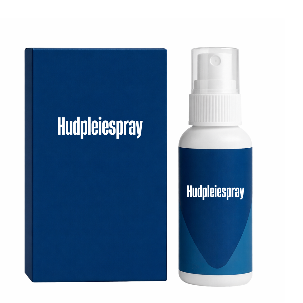 Hudpleiespray i sprayflaske med eske, perfekt for daglig hudpleierutine.