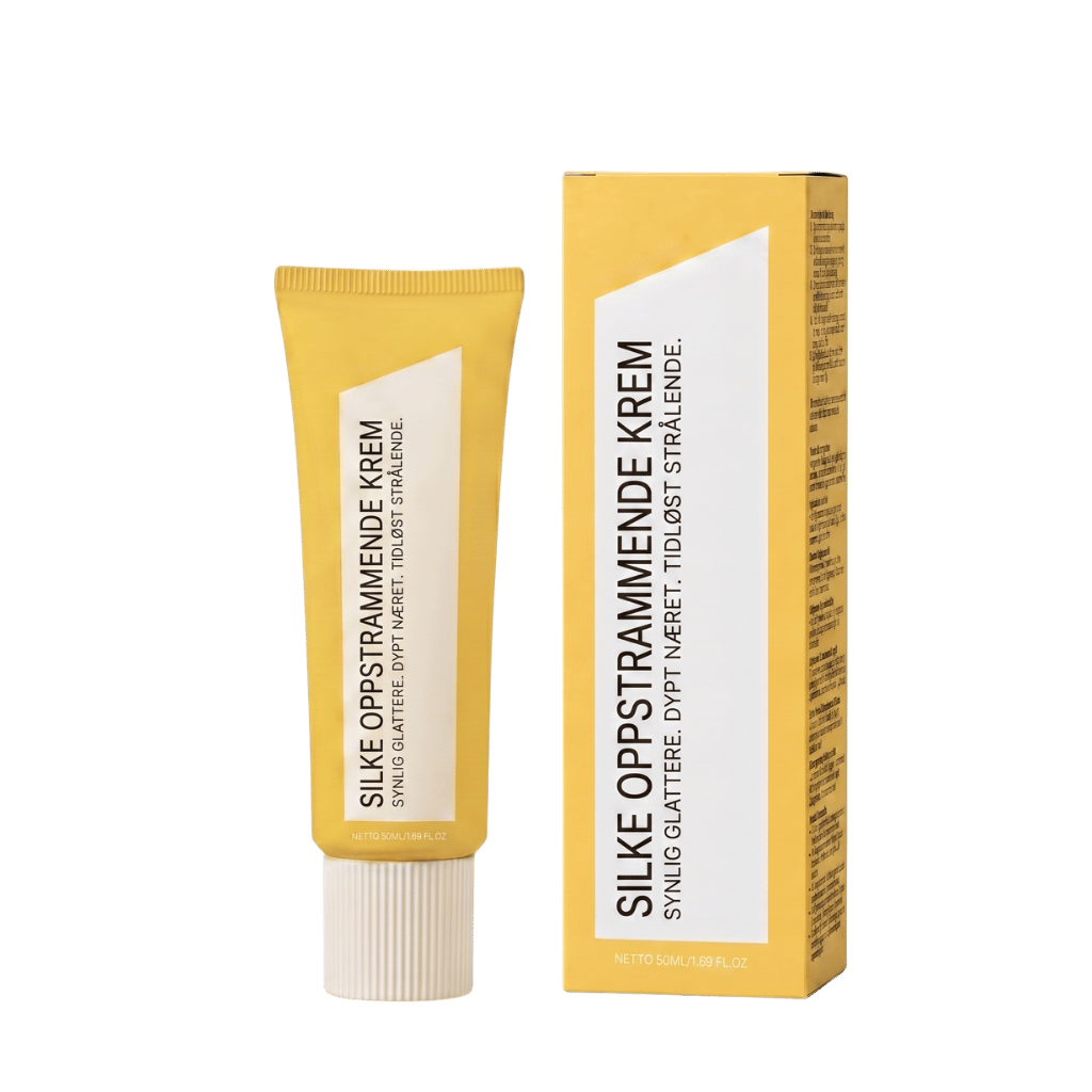 Silke Oppstrammende Krem tube and box, designed for a lifting effect and smooth skin.