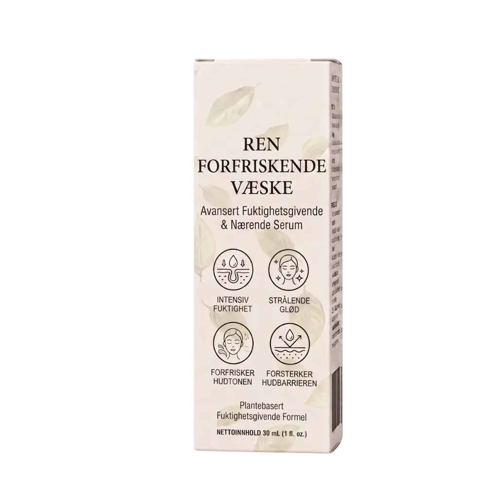 Ren Forfriskende Væske emballasje, avansert fuktighetsgivende og nærende serum for myk og glatt hud.