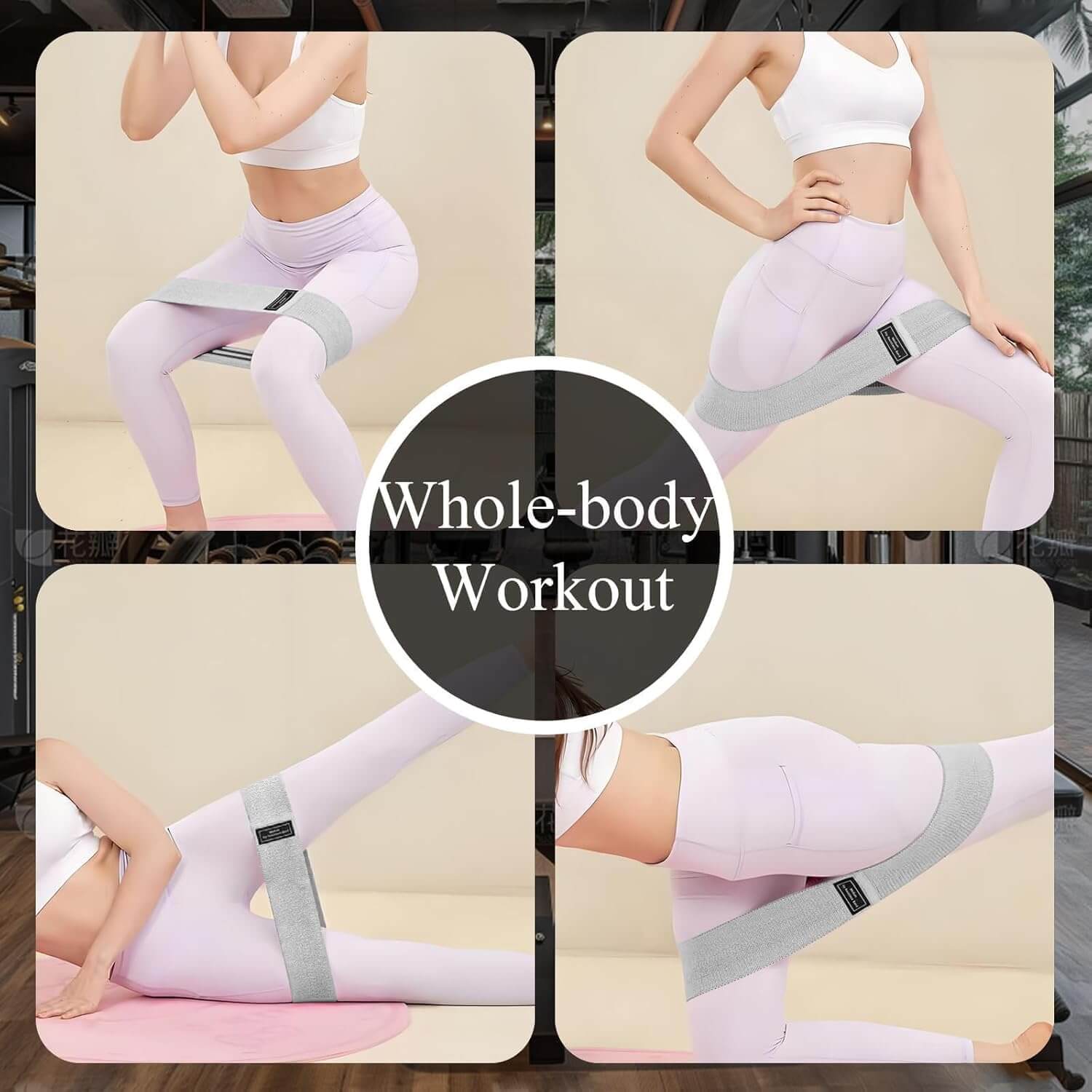 Bilde av RenLys Balansebånd med fire kvinnelige modeller som demonstrerer whole-body workout.
