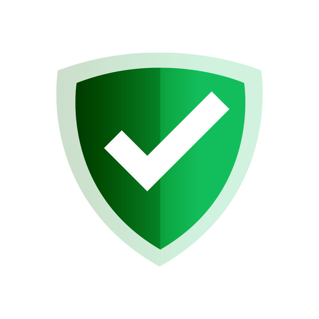 Grøn skjold med checkmark symbol, symboliserer Leveringsgaranti.